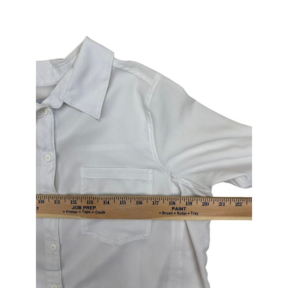 IRIS SINGER Womens Size S Sheer White‎ Button Up Shirt Long Sleeve Collared - Picture 6 of 7